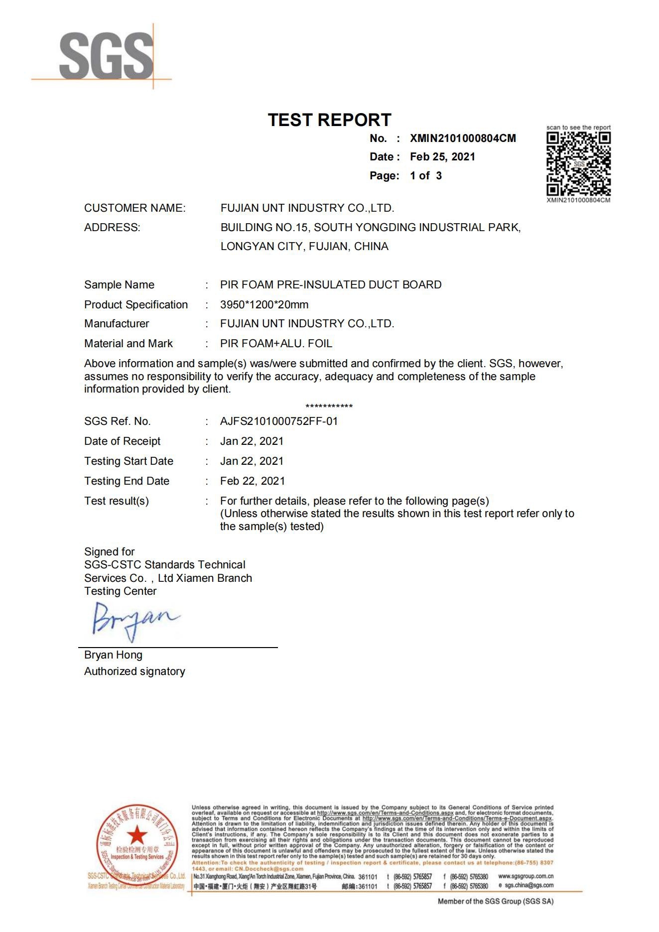 UNTDuct ASNZS 15303 Test Report00 UNTDuct ASNZS 15303 Test Report00